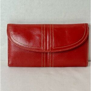 Buxton Topstitch Leather Wallet Burgundy